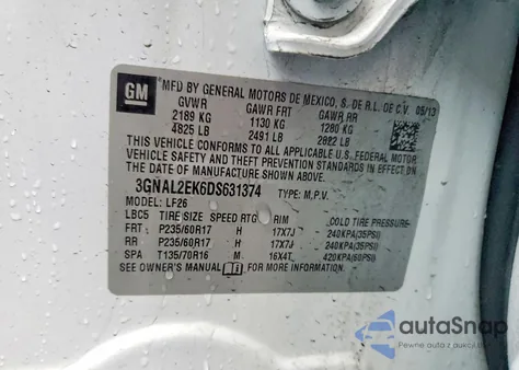 2013 Chevrolet Captiva Ls z USA, uszkodzony, nr VIN 3GNAL2EK6DS631374